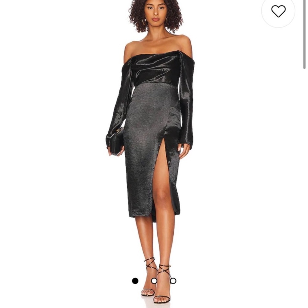 Cecilia Midi Dress in Black MAJORELLE by Revolve, XS